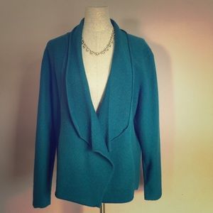 Chico’s Teal Boiled Wool Sweater Coat